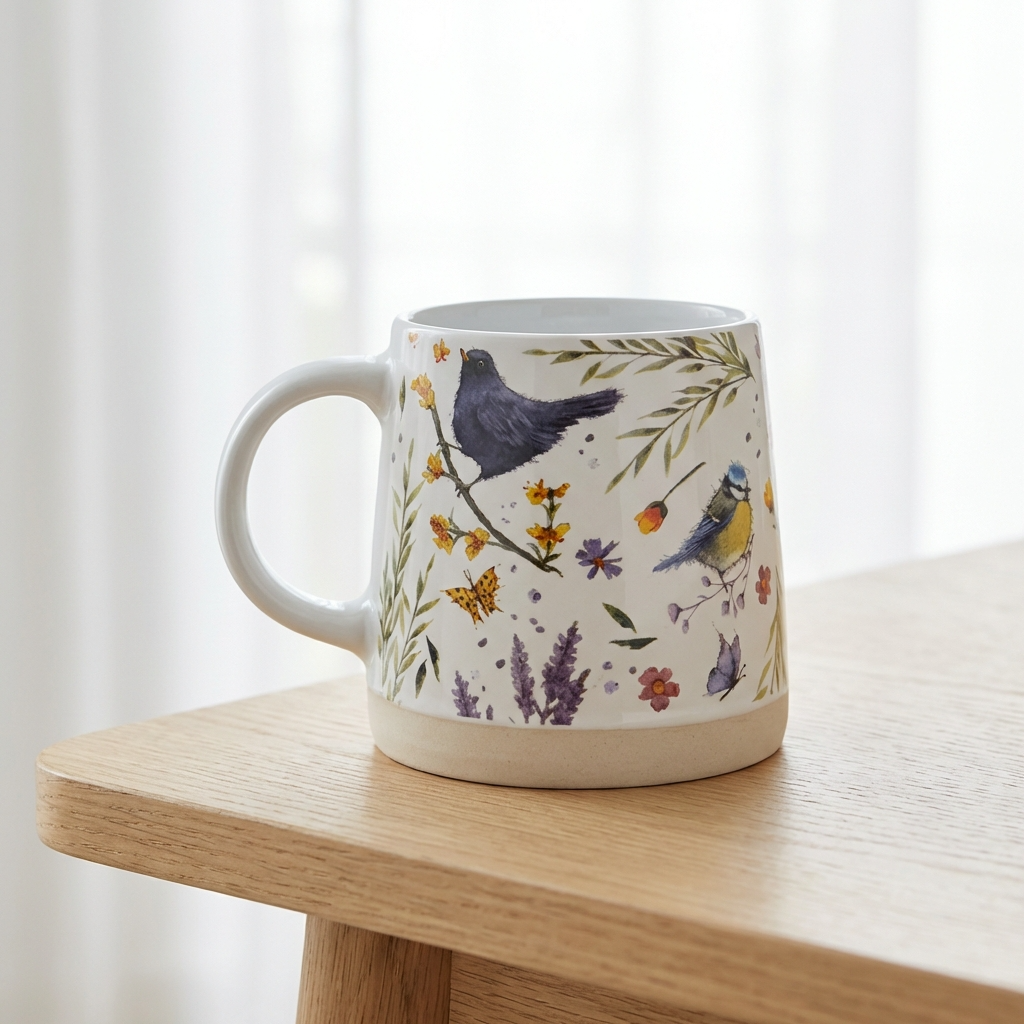 Jan Pashley Wings & Wildflowers Tapered Stoneware Mug, 13cm
