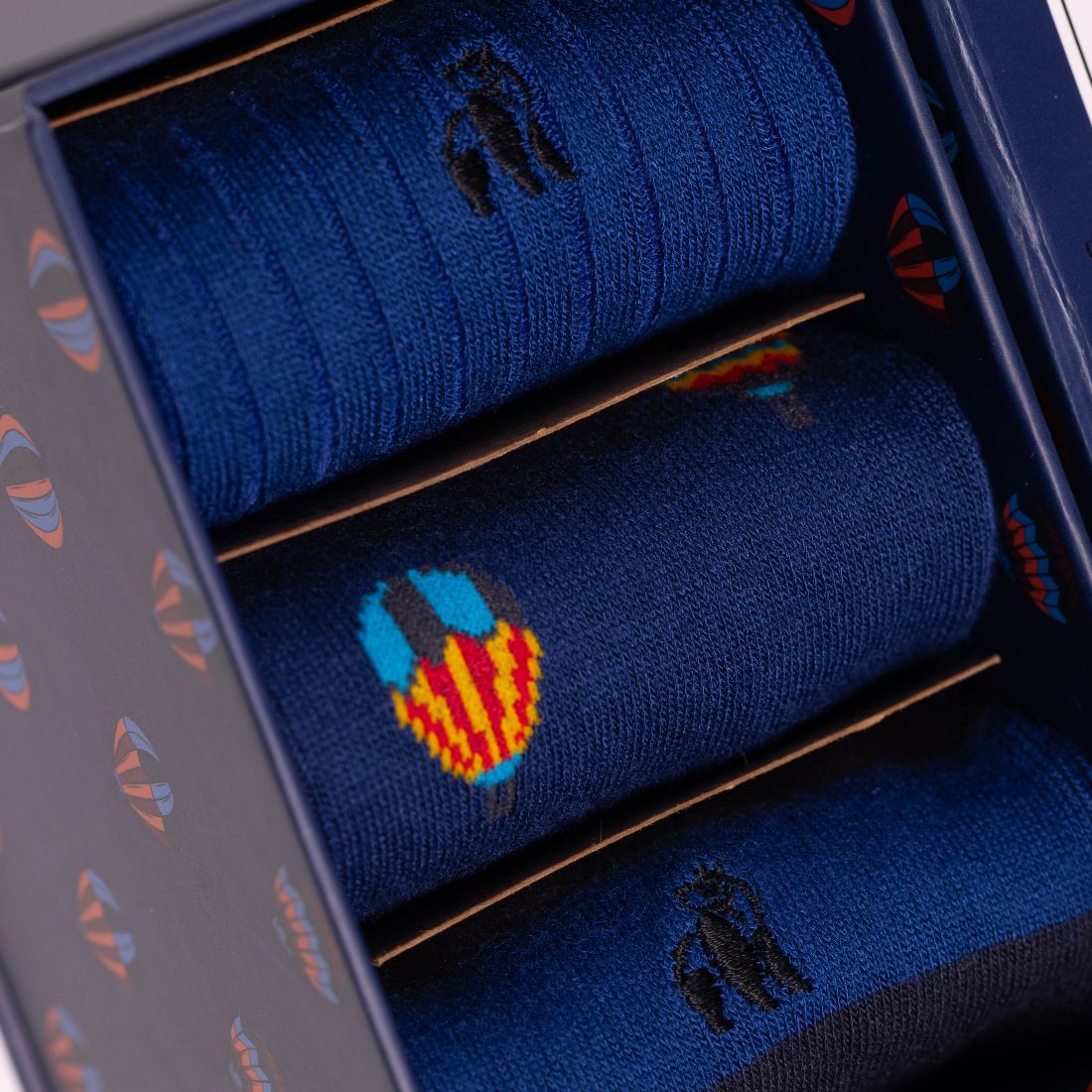 Hot Air Balloon Sock Box - 3 Pairs of Bamboo Socks (His) by Swole Panda