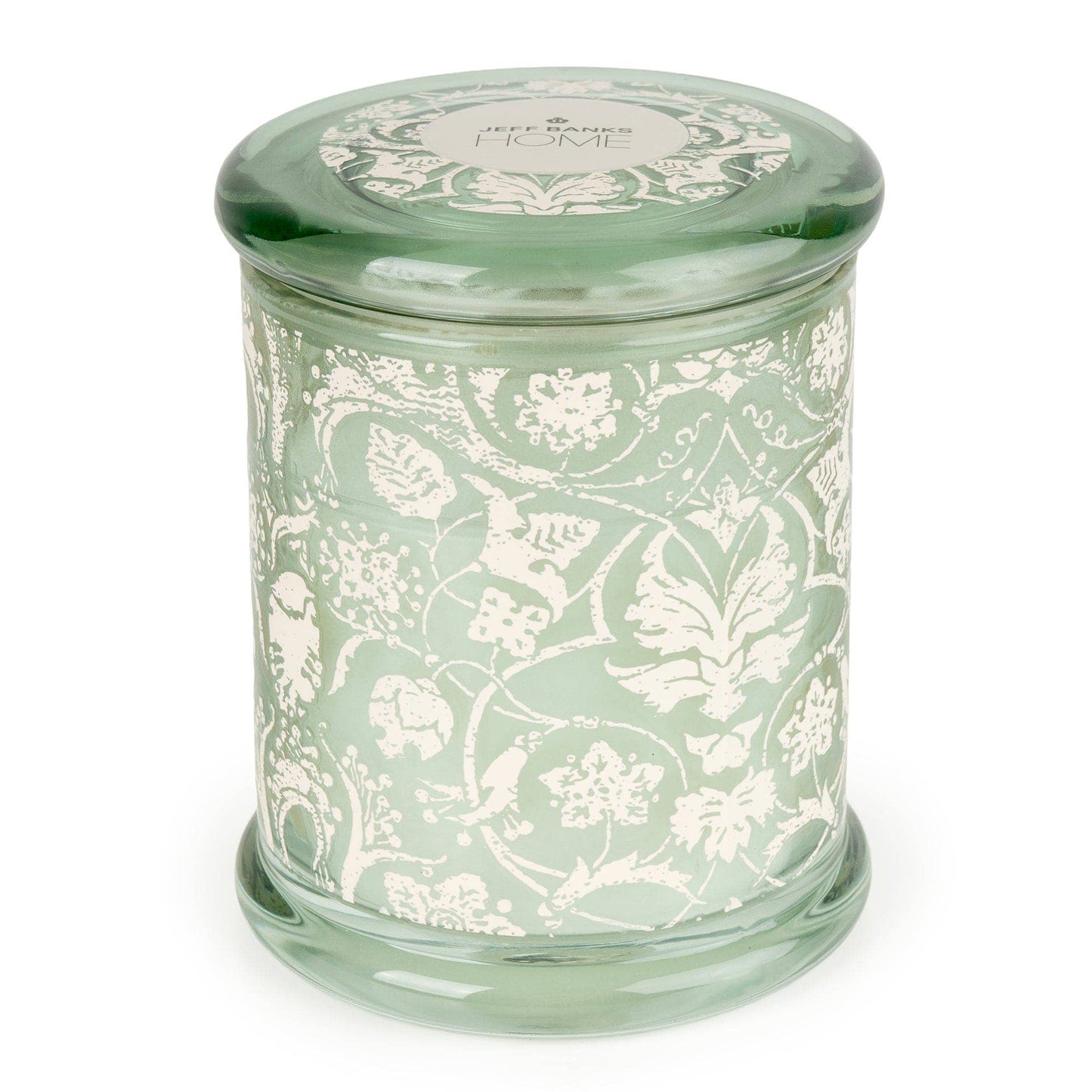 Jeff Banks Home Large Lidded Candle Jar – Jacquard Sage Green