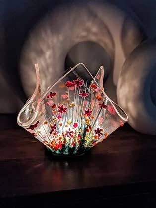 Handmade Fused Glass Gerbera Tealight Holder