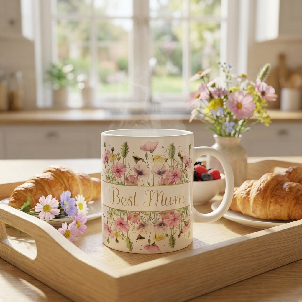 Pastel Flowers Best Mum Mug, 9.5cm