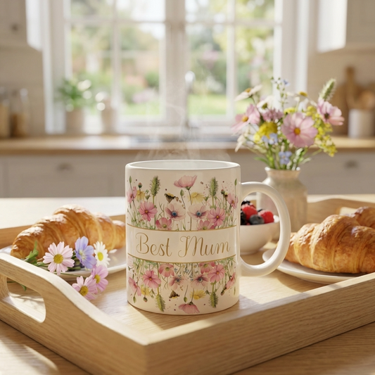 Pastel Flowers Best Mum Mug, 9.5cm