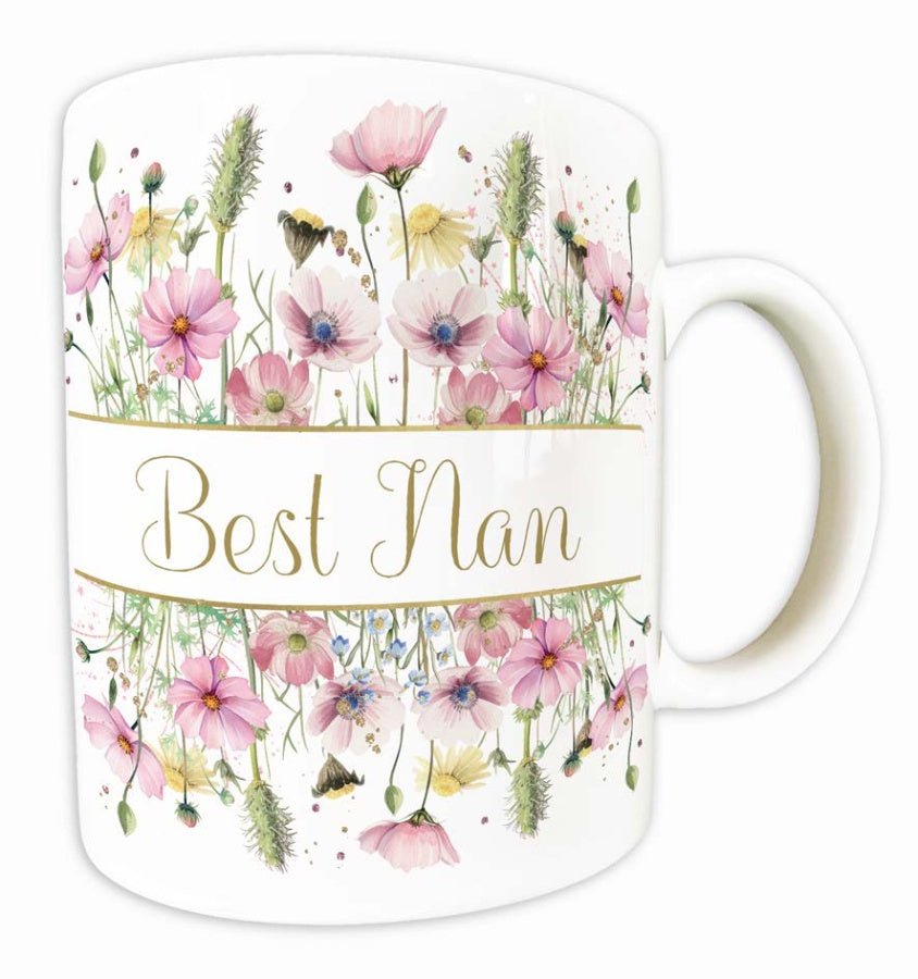 Best Nan Rush Pastel Flowers Mug, 9.5cm
