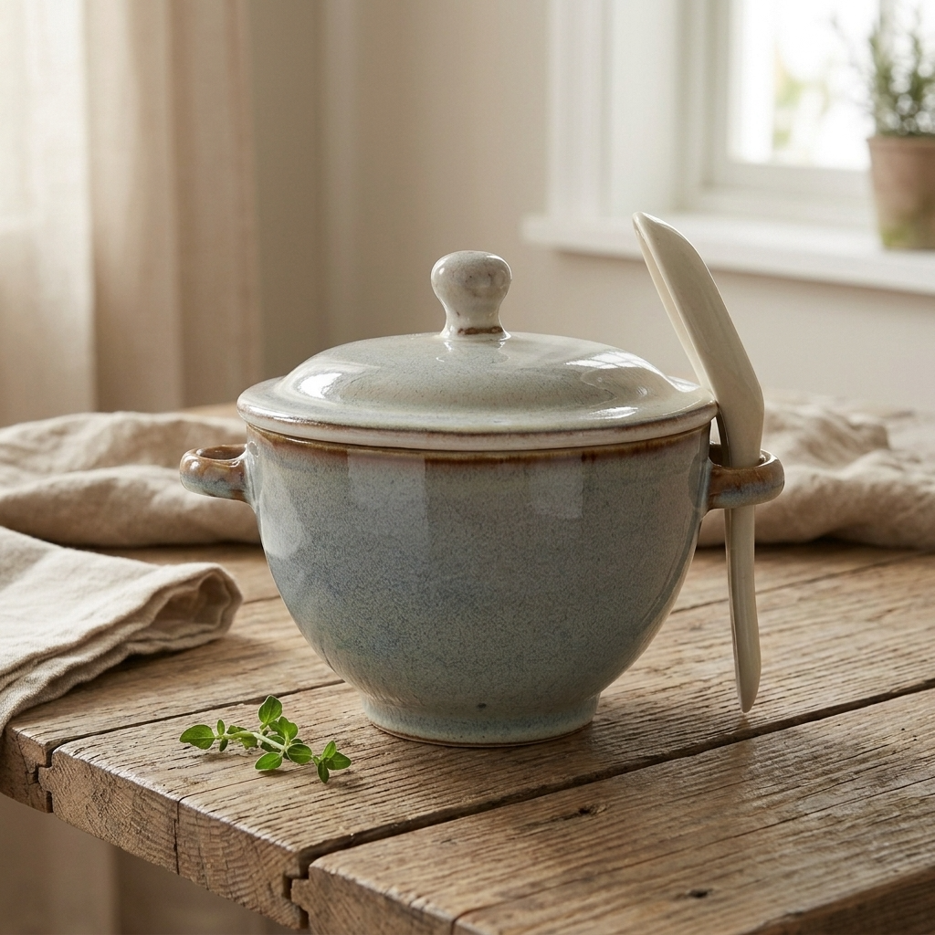 Reactive Glaze Soup Mug & Spoon Set 15cm