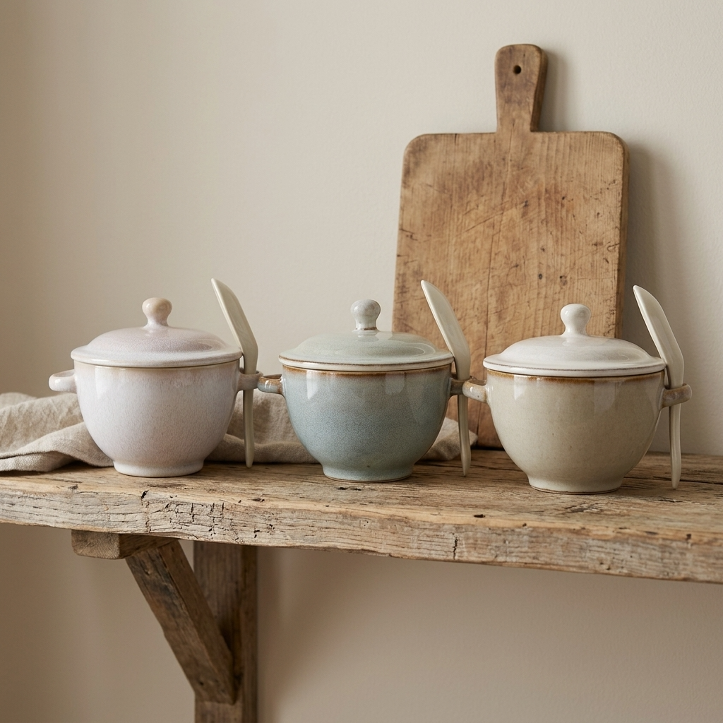 Reactive Glaze Soup Mug & Spoon Set 15cm