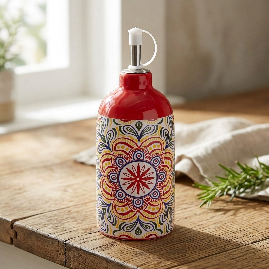 Tuscany Oil Bottle – Mediterranean Ceramic Oil & Vinegar Dispenser