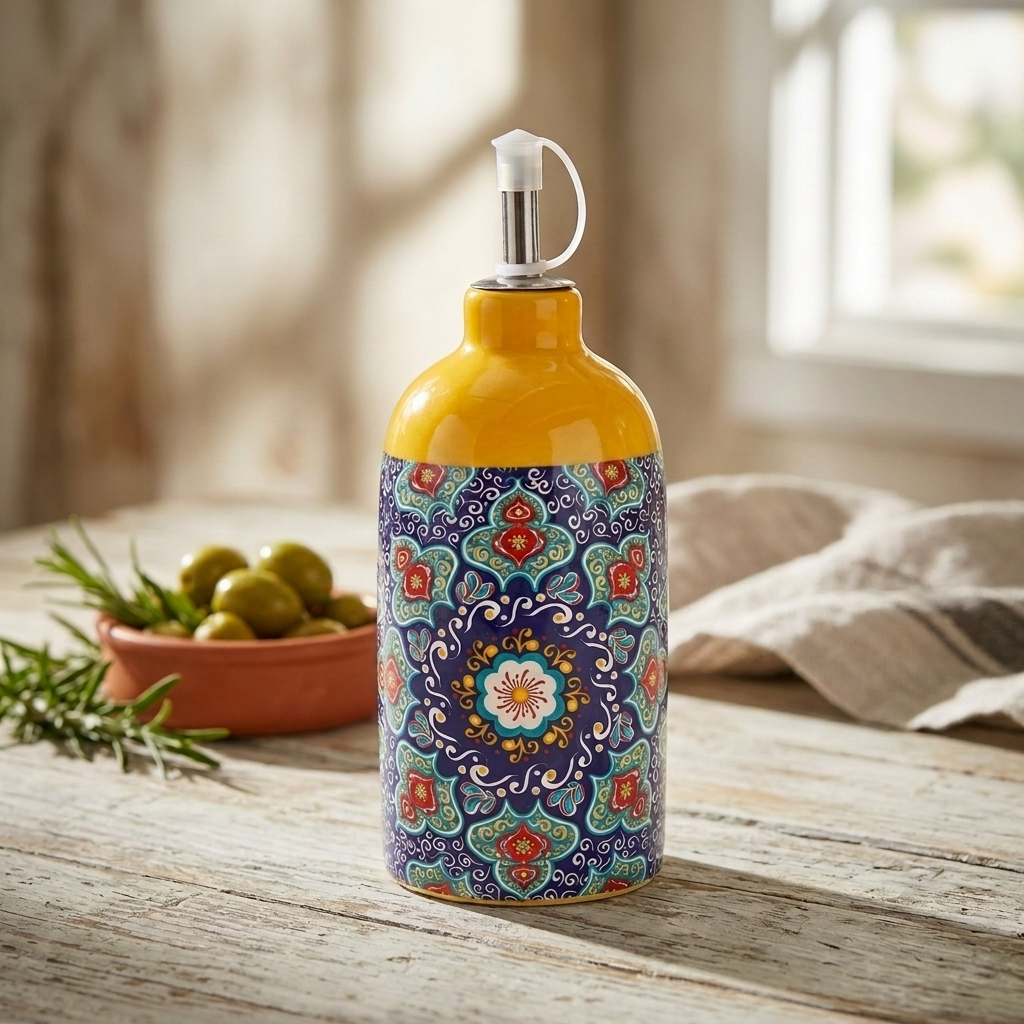 Tuscany Oil Bottle – Mediterranean Ceramic Oil & Vinegar Dispenser