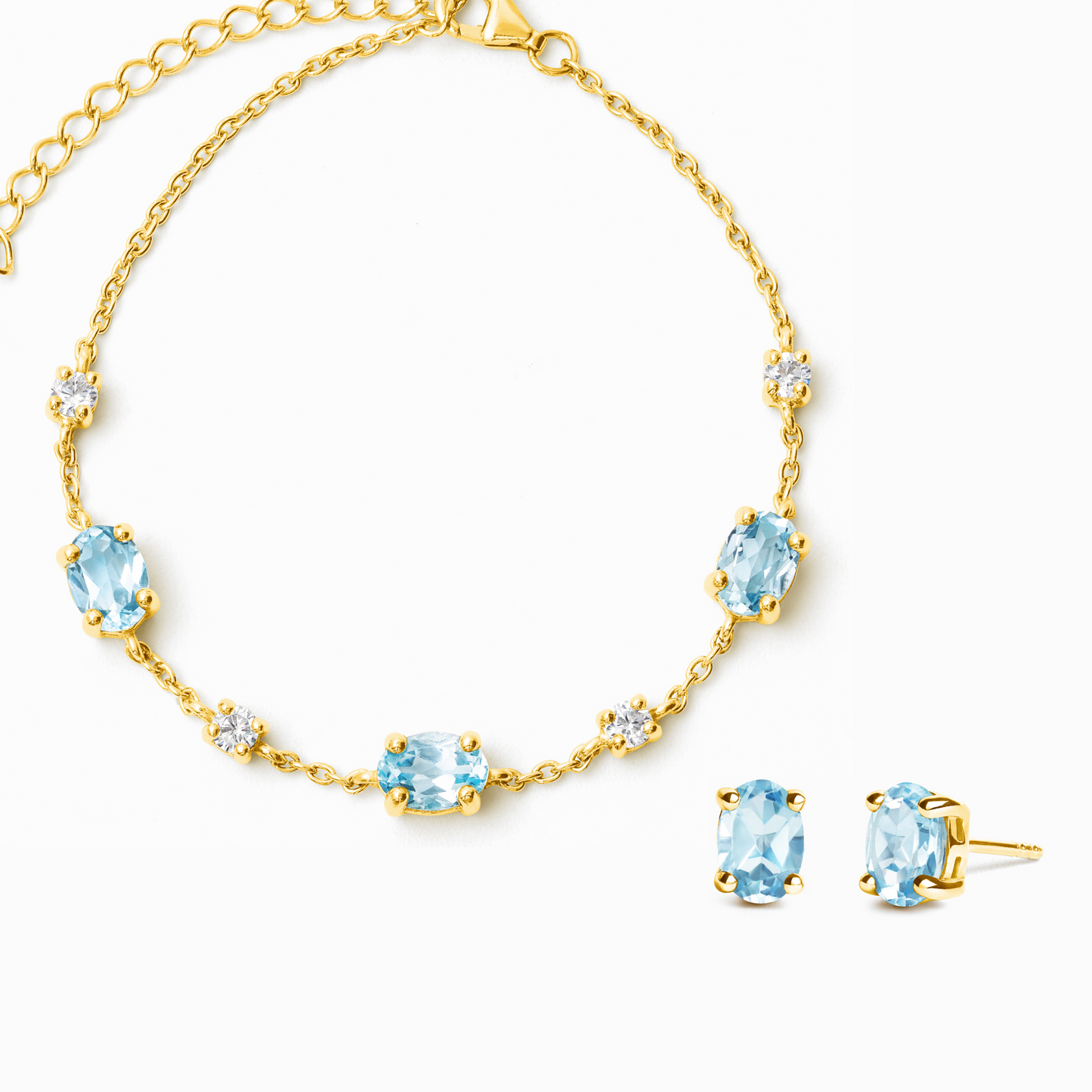 Mini Set 2 - Blue Topaz Jewellery Set in 18k Gold Vermeil by Vianne Jewellery