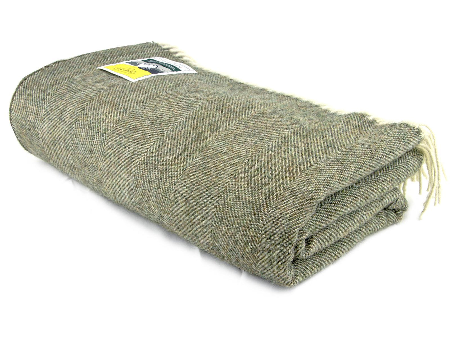 Herringbone Pure New Wool Blanket - Green