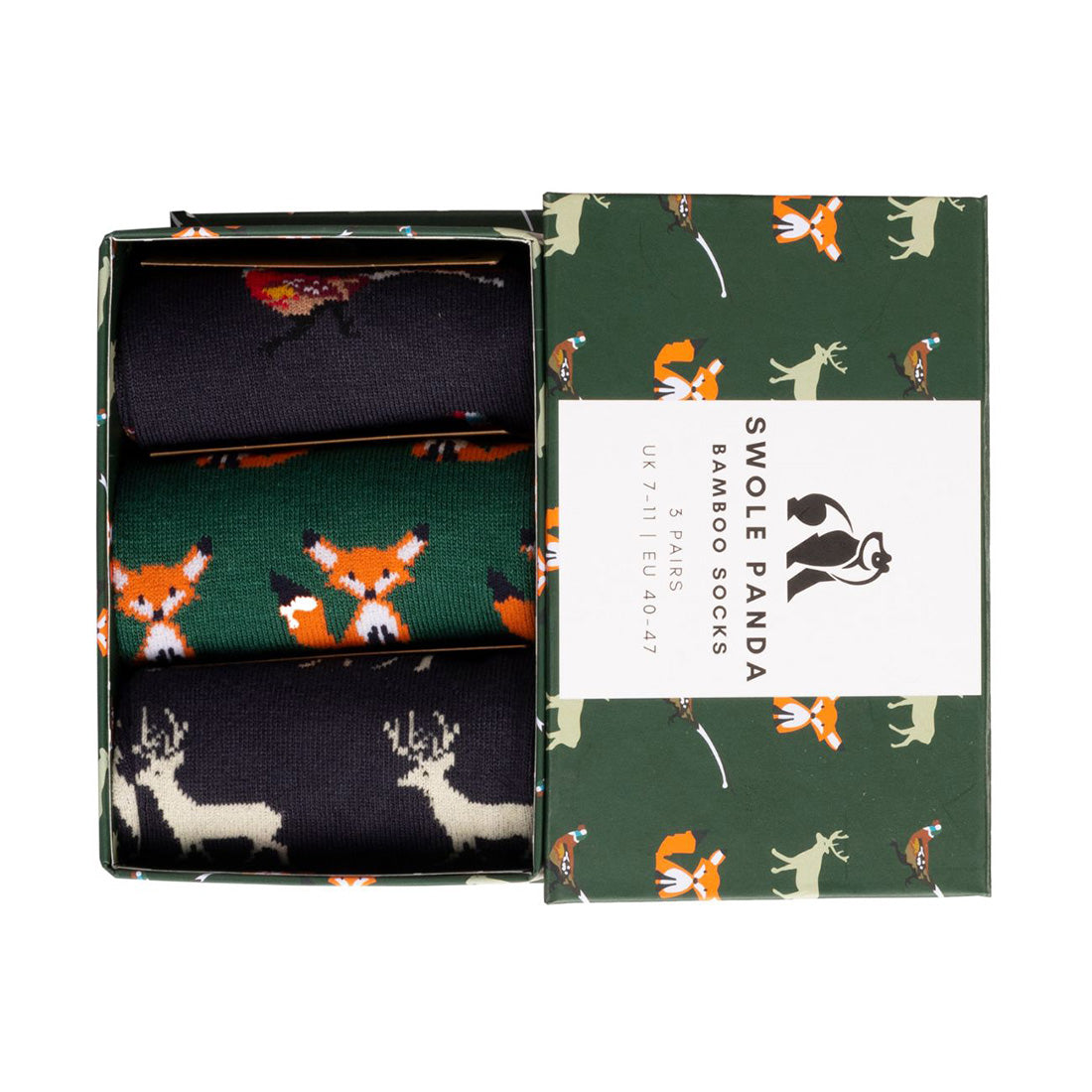 Countryside Sock Box - 3 Pairs of Bamboo Socks (His) by Swole Panda