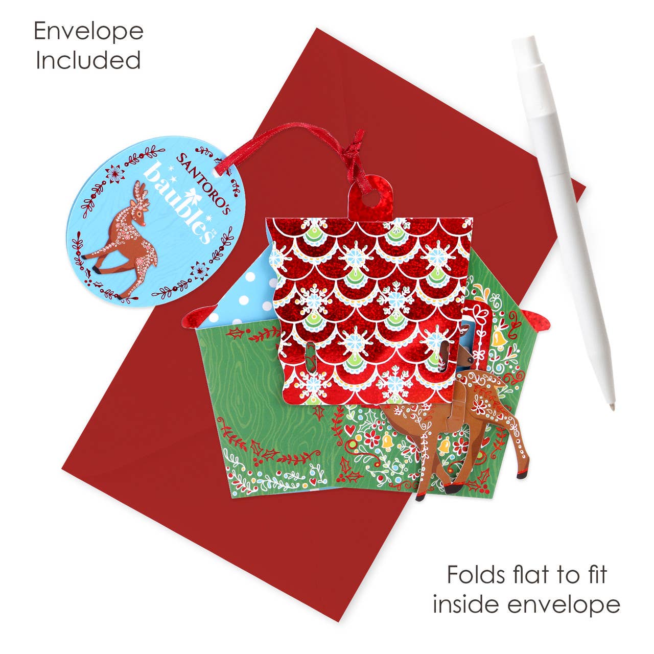 Baubles - Reindeer Stable Card