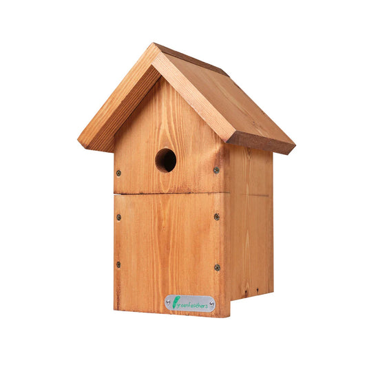 Green Feathers Handmade Wooden Bird Box