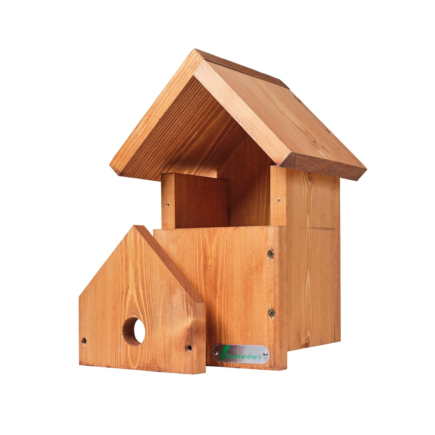 Green Feathers Handmade Wooden Bird Box