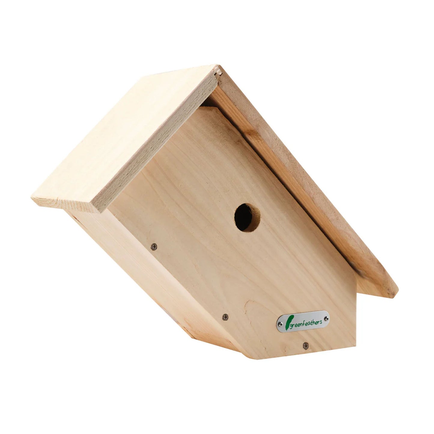 Green Feathers Handmade Wooden Side View Bird Box
