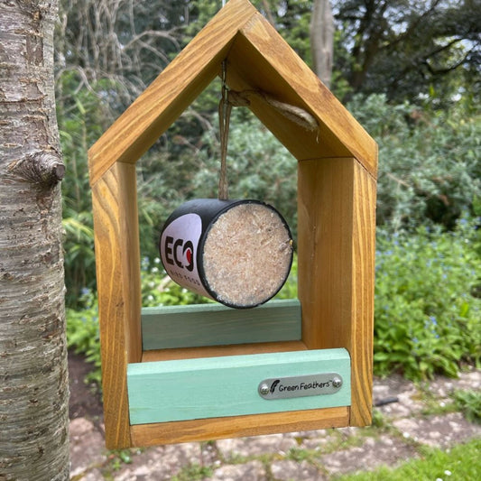 Green Feathers Small Hanging Bird Feeder