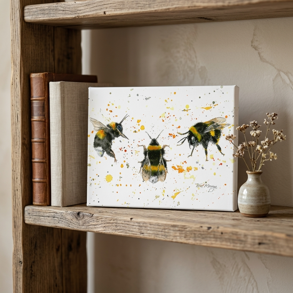 Bree Merryn Bee Happy Canvas Cutie 6x8" Bumblebee Canvas Art