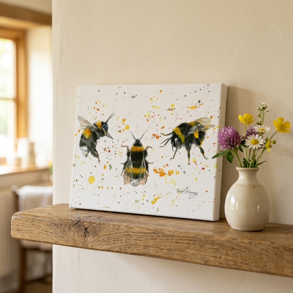 Bree Merryn Bee Happy Canvas Cutie 6x8" Bumblebee Canvas Art