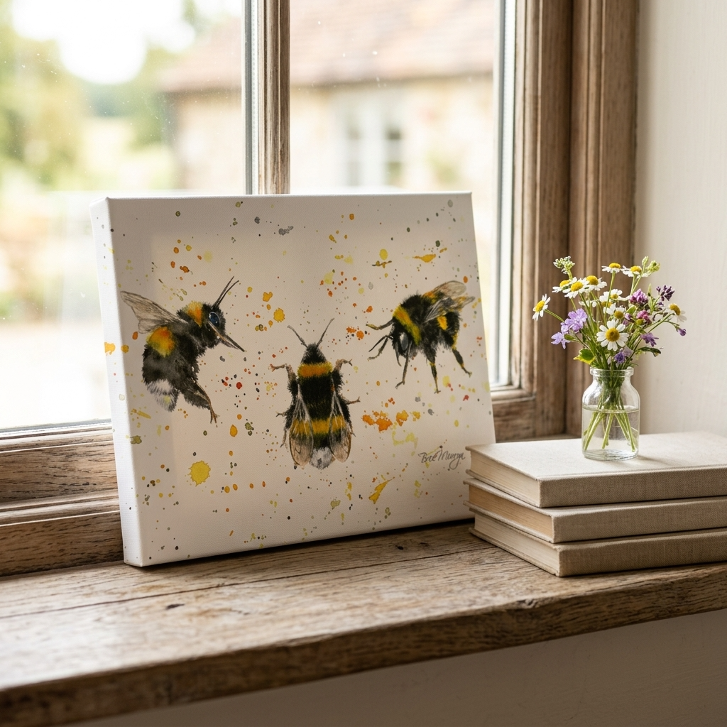 Bree Merryn Bee Happy Canvas Cutie 6x8" Bumblebee Canvas Art