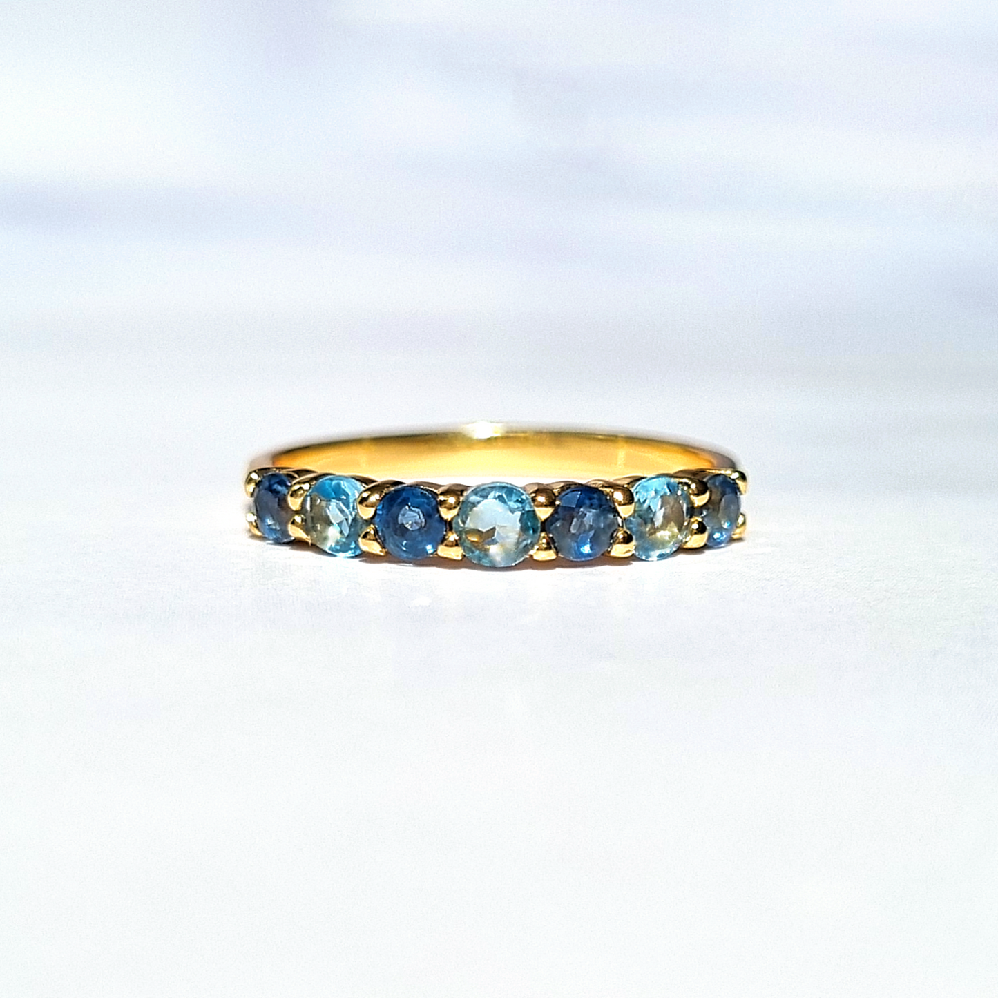Blue Sapphire & Blue Topaz Half Eternity Band in 18K Gold Vermeil by Vianne Jewellery