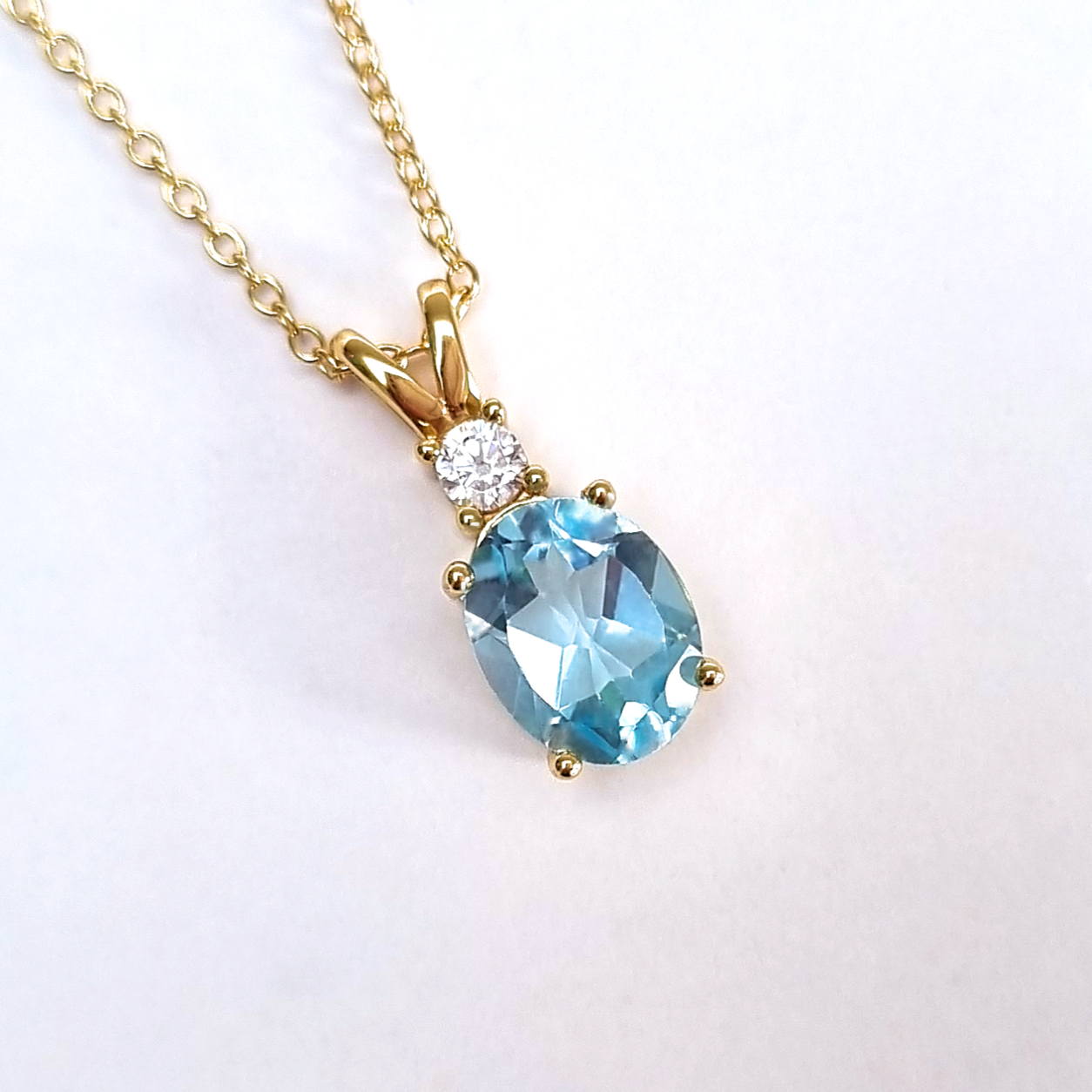 Blue Topaz Pendant Necklace in 18k Gold Vermeil by Vianne Jewellery
