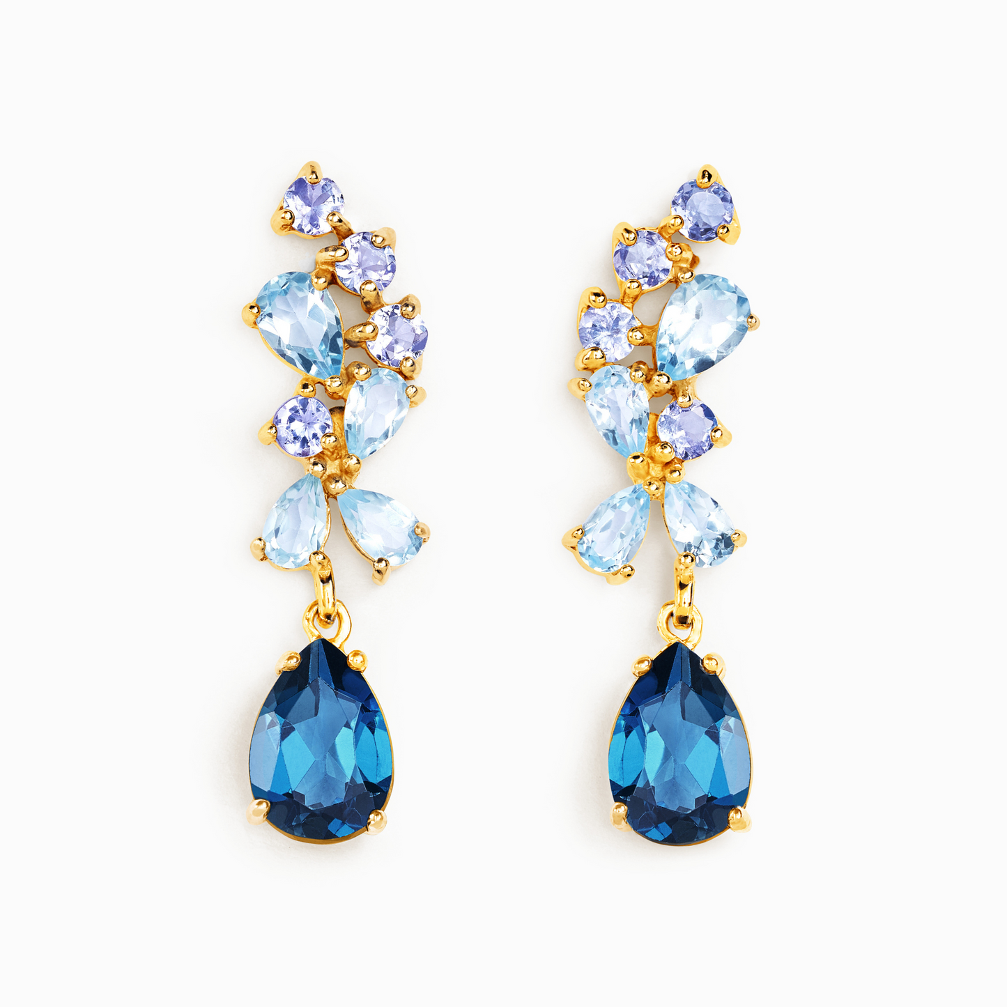 Blue Gemstone Drop Earrings in 18k Gold Vermeil by Vianne Jewellery