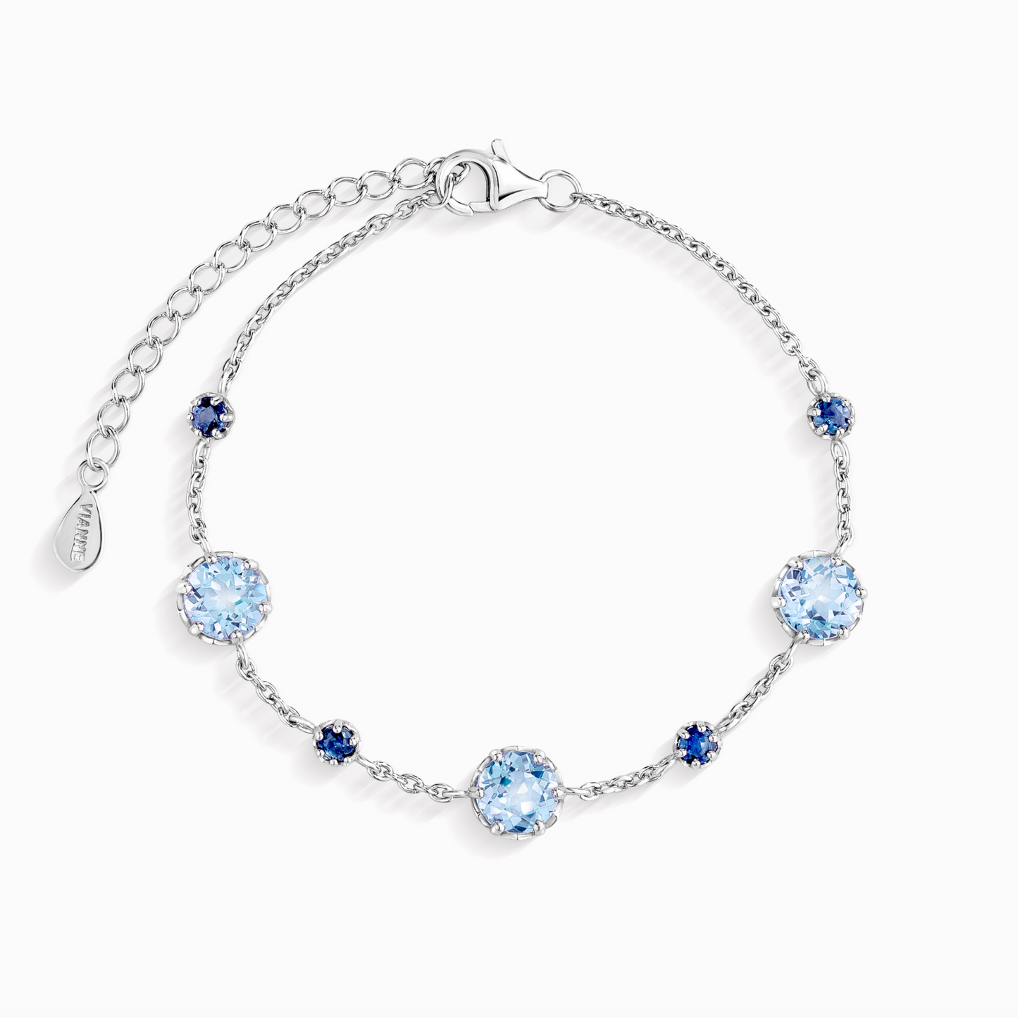 Blue Sapphire & Blue Topaz Bracelet in Sterling Silver by Vianne Jewellery