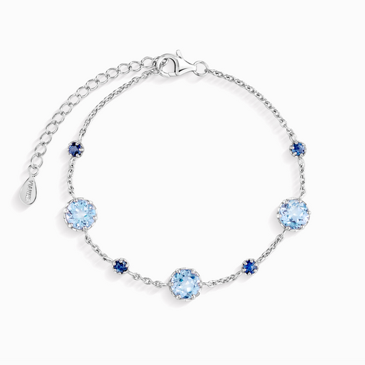 Blue Sapphire & Blue Topaz Bracelet in Sterling Silver by Vianne Jewellery