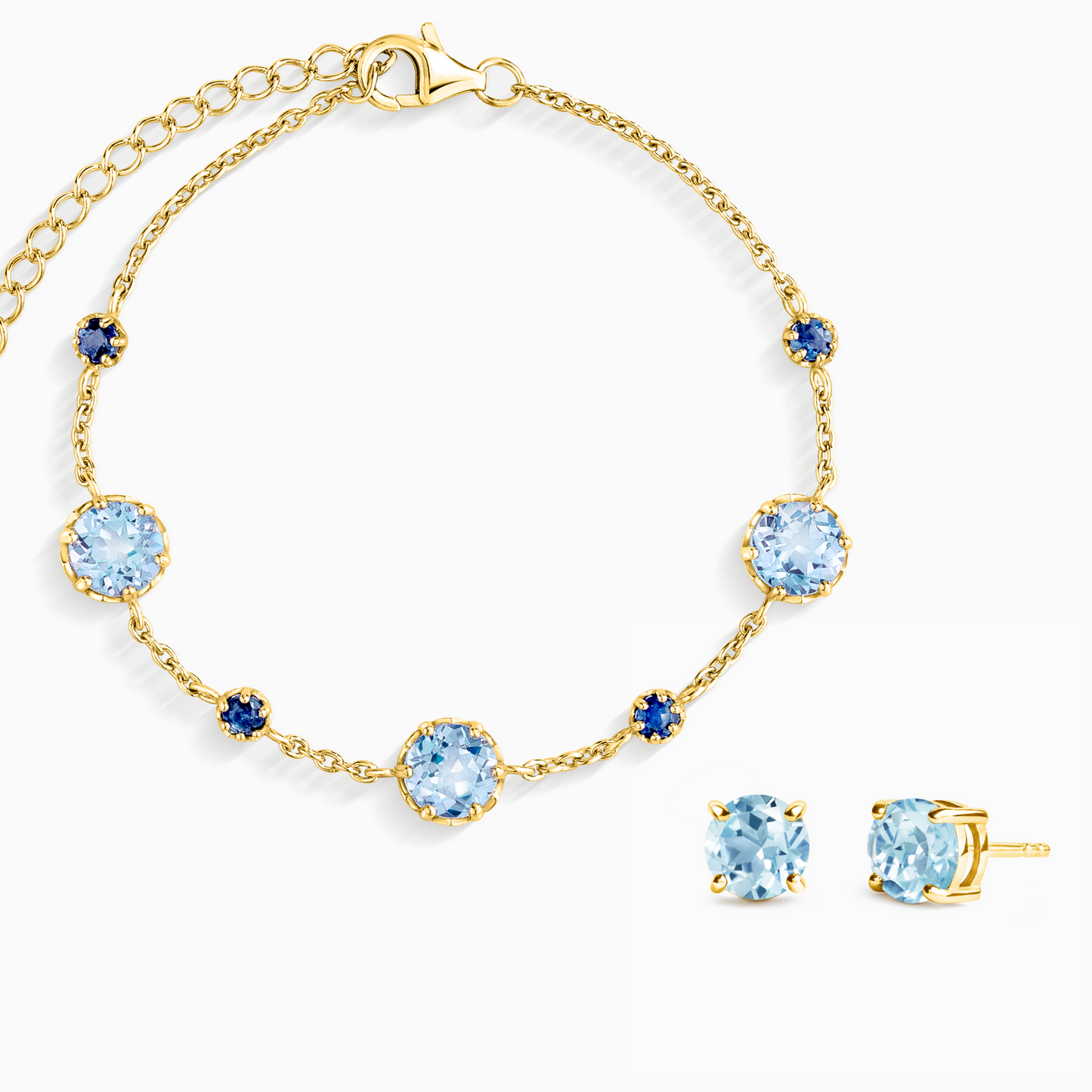Blue Sapphire & Blue Topaz Jewellery Set in 18k Gold Vermeil by Vianne Jewellery