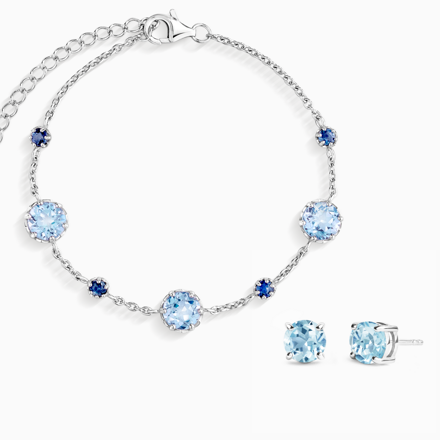 Blue Sapphire & Blue Topaz Jewellery Set in Sterling Silver by Vianne Jewellery