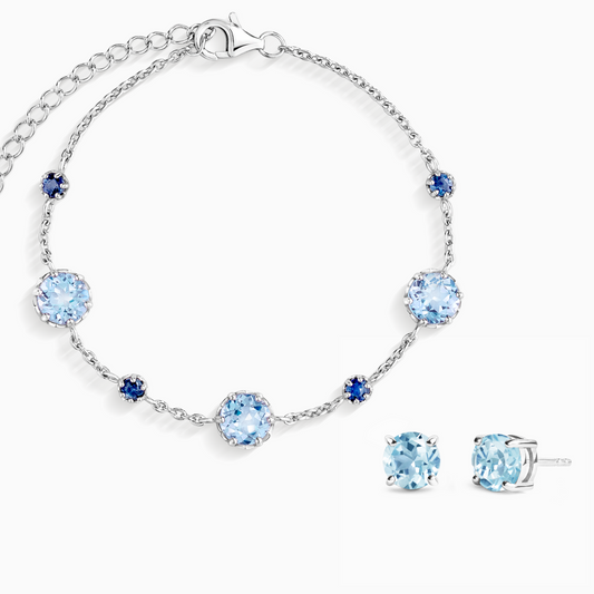 Blue Sapphire & Blue Topaz Jewellery Set in Sterling Silver by Vianne Jewellery