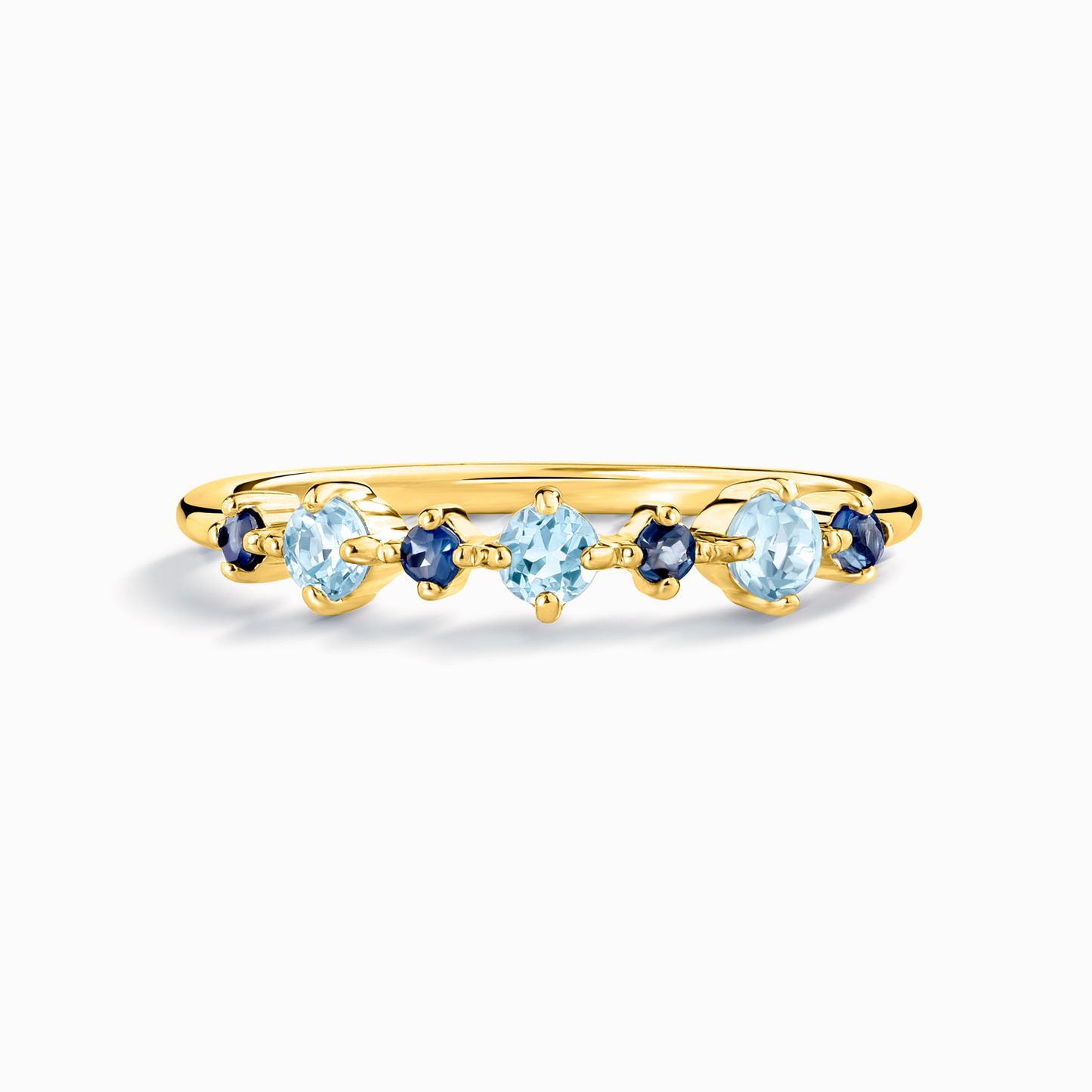 Blue Sapphire & Blue Topaz Stackable Half Eternity Band in 18K Gold Vermeil by Vianne Jewellery