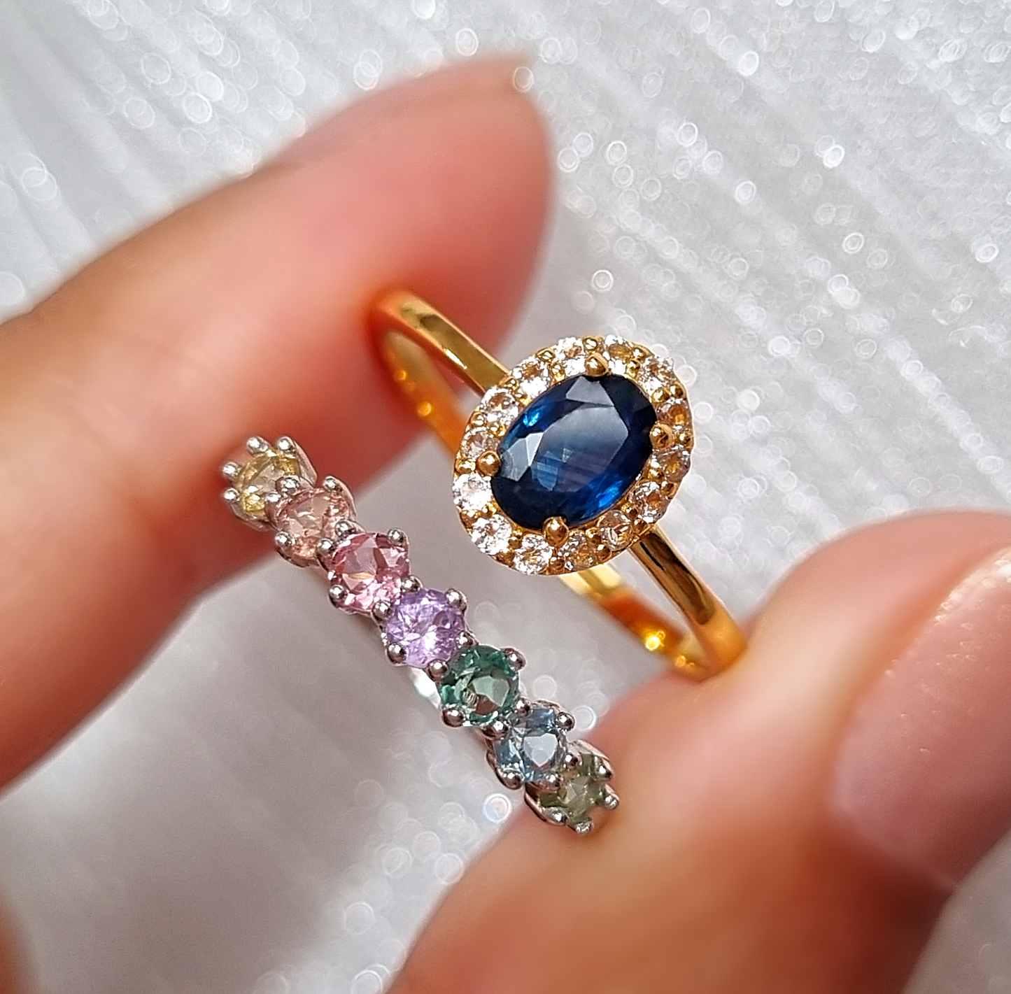 Blue Sapphire Ring in 18k Gold Vermeil by Vianne Jewellery