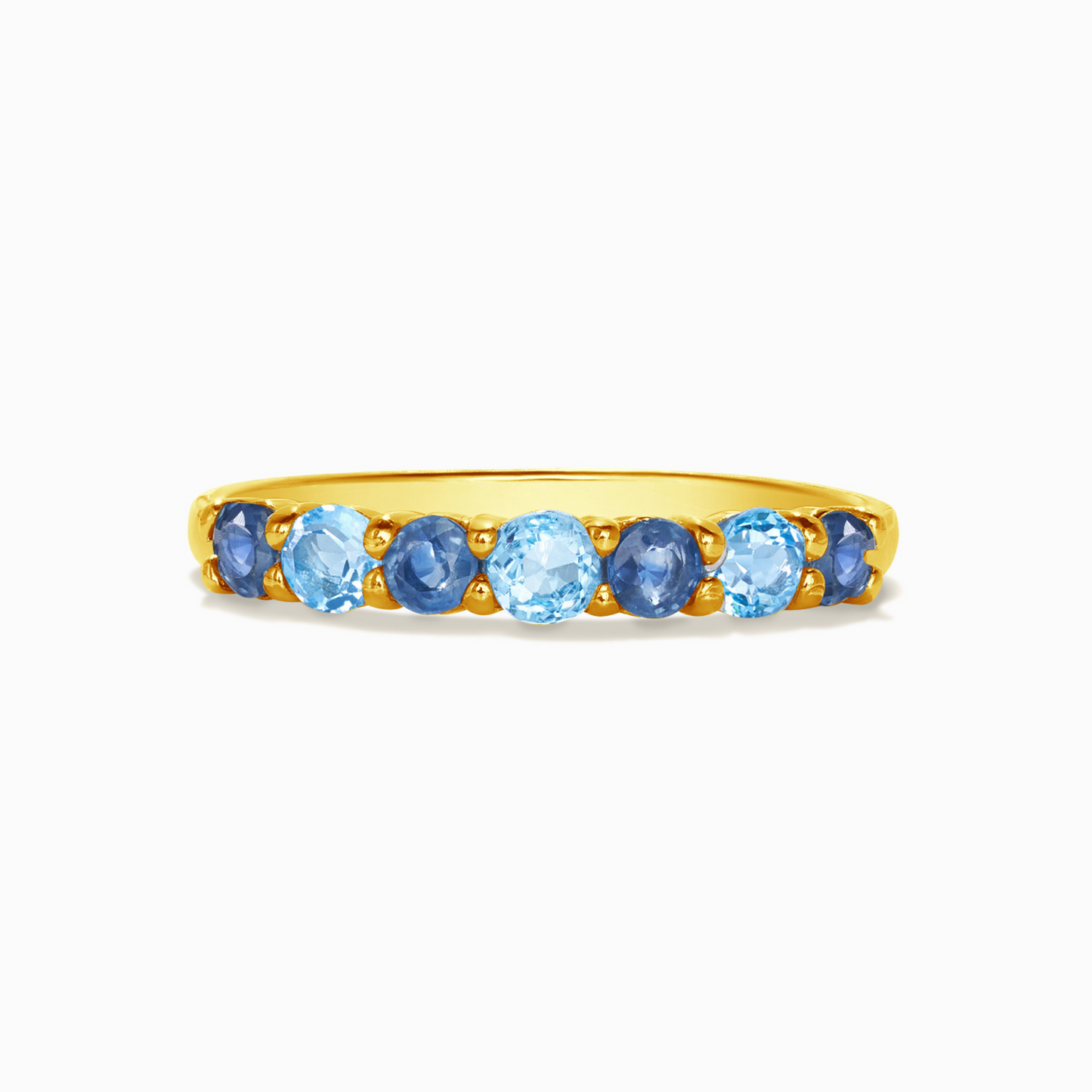 Blue Sapphire & Blue Topaz Half Eternity Band in 18K Gold Vermeil by Vianne Jewellery