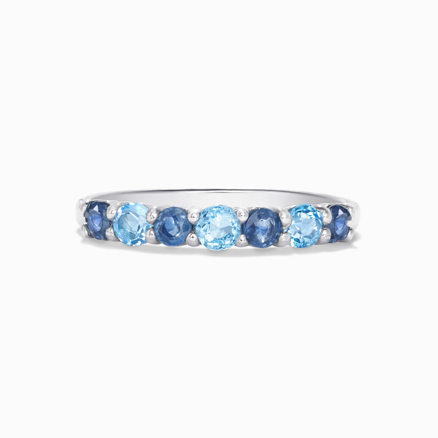 Blue Sapphire & Blue Topaz Half Eternity Band in Sterling Silver by Vianne Jewellery