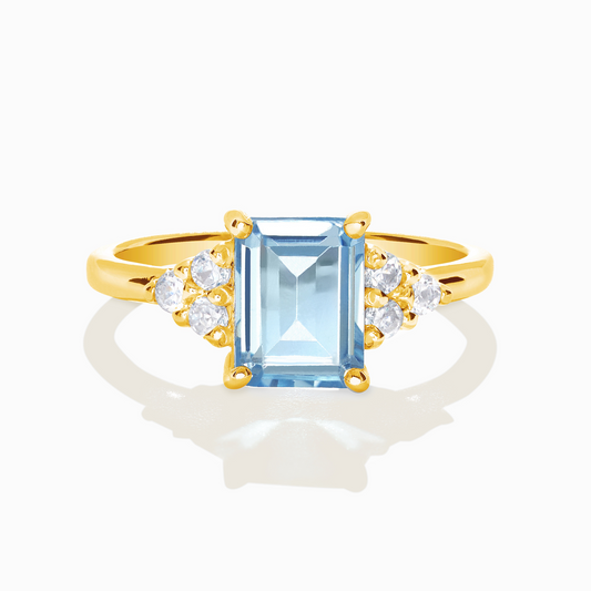 Blue Topaz Emerald Cut Ring in 18k Gold Vermeil by Vianne Jewellery