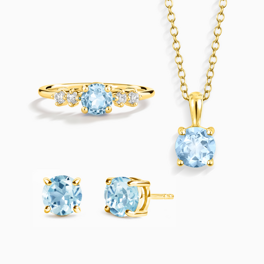 Blue Topaz Everyday Jewellery Gift Set in 18k Gold Vermeil by Vianne Jewellery