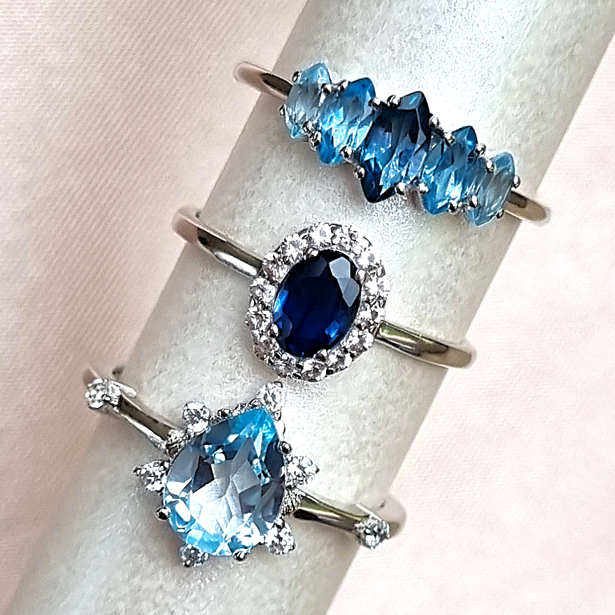 Ombre Blue Topaz Ring in Sterling Silver by Vianne Jewellery