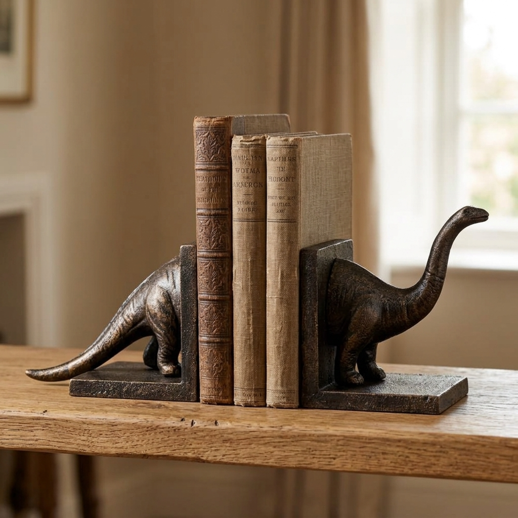 Cast Iron Antiqued Brontosaurus Bookends