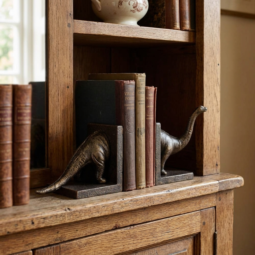 Cast Iron Antiqued Brontosaurus Bookends