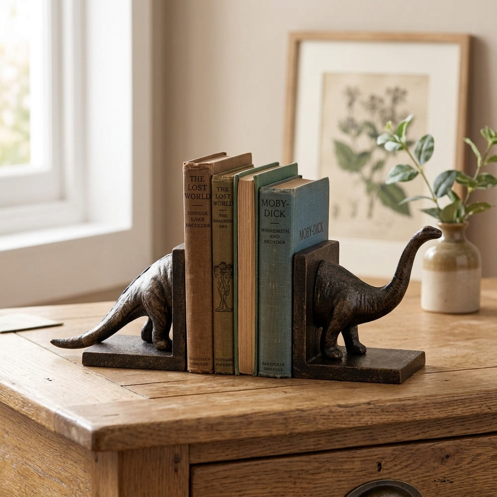 Cast Iron Antiqued Brontosaurus Bookends