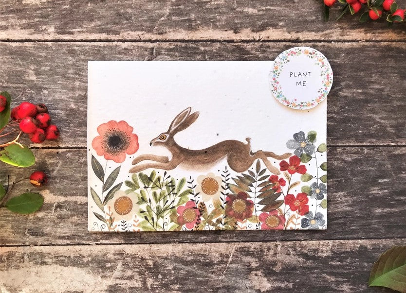 Plantable Seed Paper Birthday Card, Blank Inside (HARE)