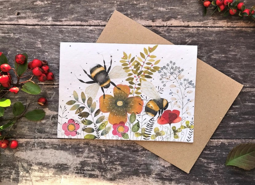 Plantable Seed Paper Birthday Card, Blank Inside (BEE’S)