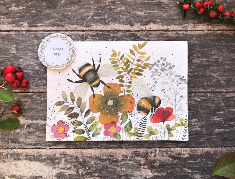 Plantable Seed Paper Birthday Card, Blank Inside (BEE’S)