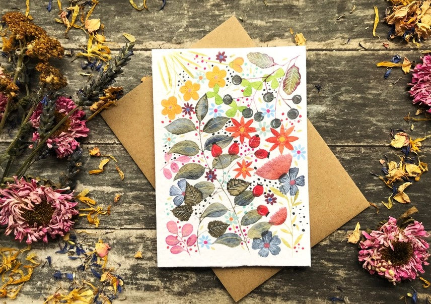 Plantable Seed Paper Birthday Card, Floral Greeting Cards