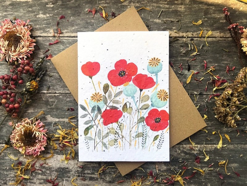 Plantable Seed Paper Birthday Card, Floral Note Cards