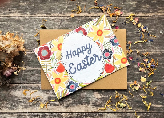 Plantable Seed Paper Easter Card, Blank Inside (Egg HE)