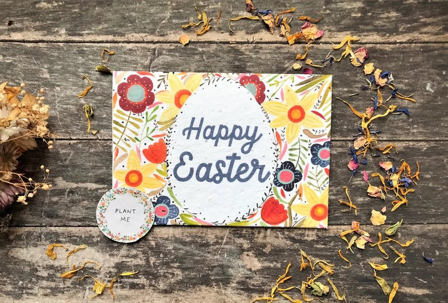 Plantable Seed Paper Easter Card, Blank Inside (Egg HE)