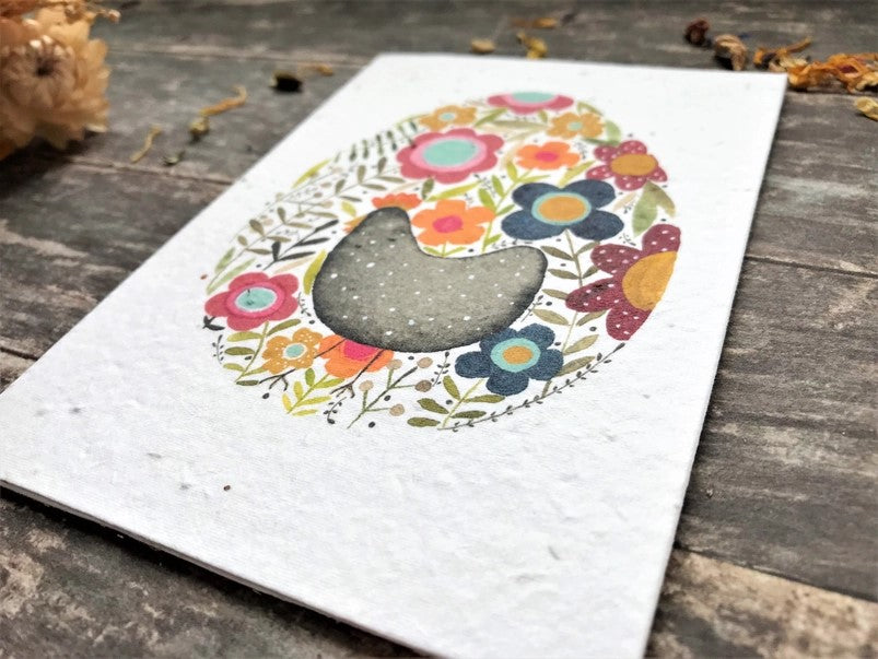 Plantable Seed Paper Easter Card, Blank Inside (Egg Hen)