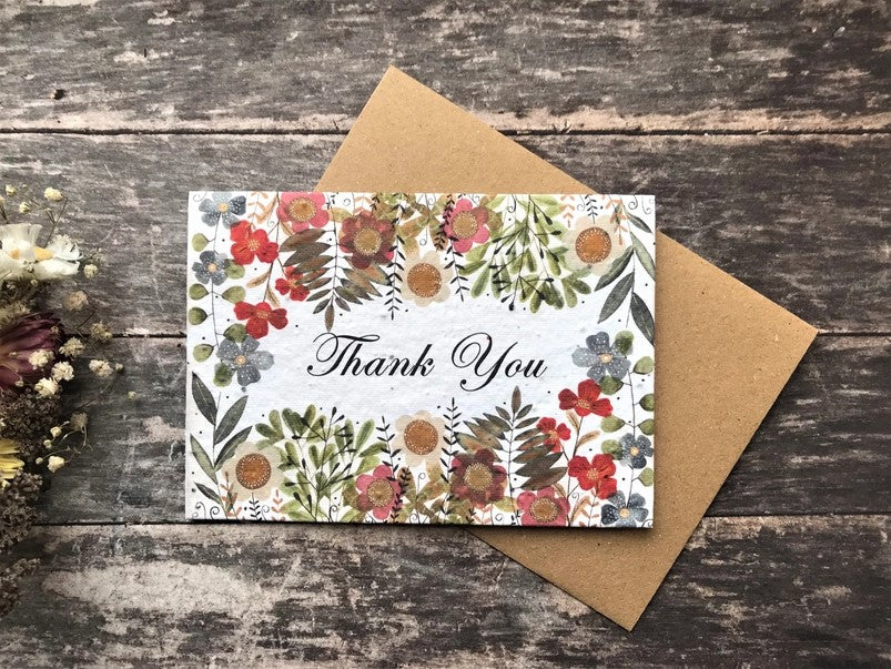 Plantable Seed Paper Thank You Card, Blank Inside