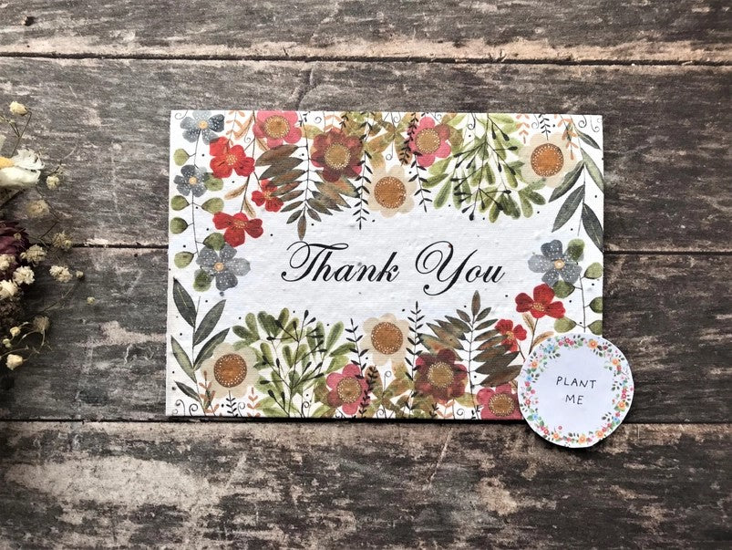 Plantable Seed Paper Thank You Card, Blank Inside